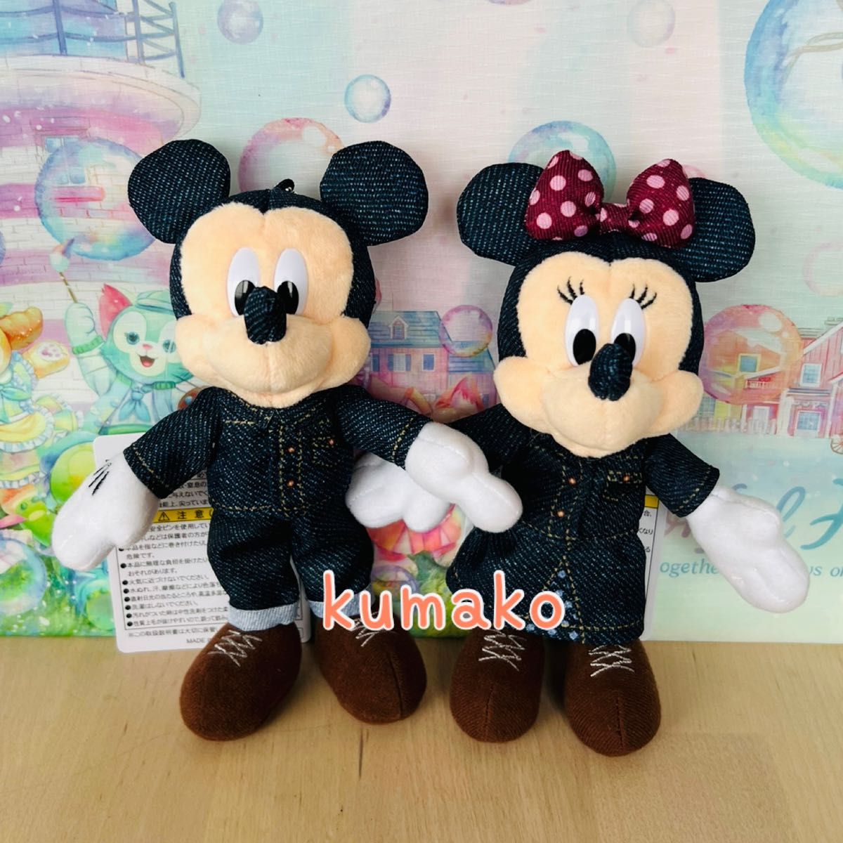 ディズニー ミッキー ミニー ぬいぐるみバッジ 2個セット 新品】ぬいぐるみバッジ 2個 ミッキー ミニー デニム ウエスタン