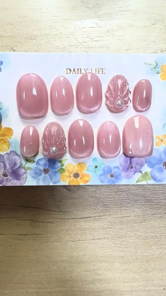貝殻ネイル ピンク マグネットネイル ネイルチップ 【ショートオーバル】《商品番号G1》サイズ1.6.4.7.10