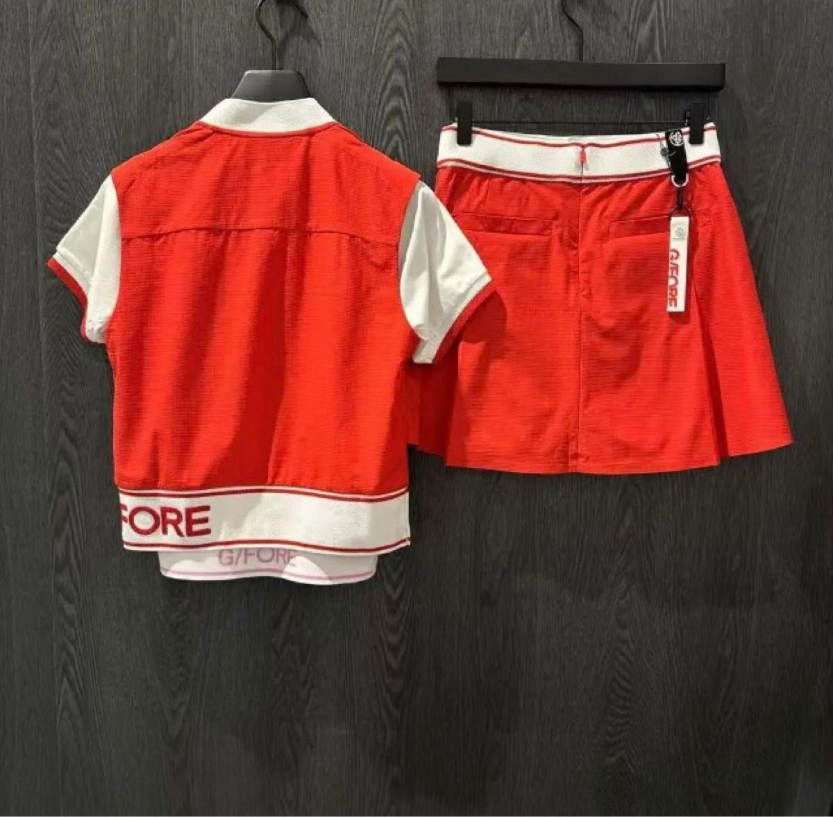 25新作❤️G/FORE ジーフォア レディース ゴルフウェアセット 赤 25新作 G/FORE ジーフォア レディース ゴルフウェアセット 赤