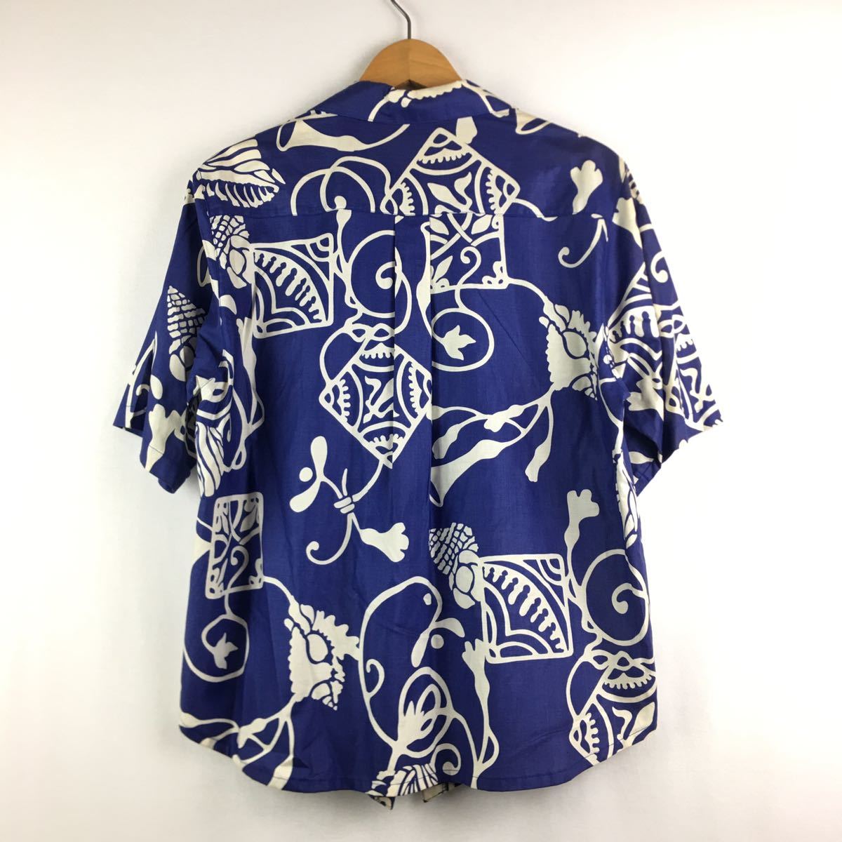  Vintage 80s[ aloha shirt ] made in Japan single color pattern shirt total pattern Hawaiian Hawaii deformation race . collar cotton short sleeves shirt American Casual Heisei era retro 90s Y2K