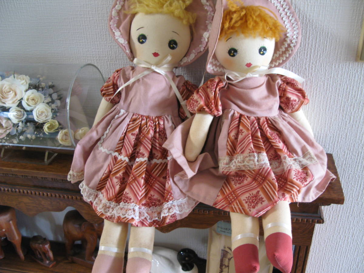 ハンドメイド 作家もの　特注 文化人形 抱き人形 　ヴィンテージドール　ペア　身長46㎝_画像6