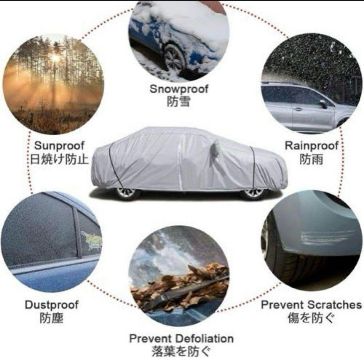 SDAWO車カバー 裏起毛 5層構造 ボディーカバー 自動車カバー  紫外線対策 475×180×150cm