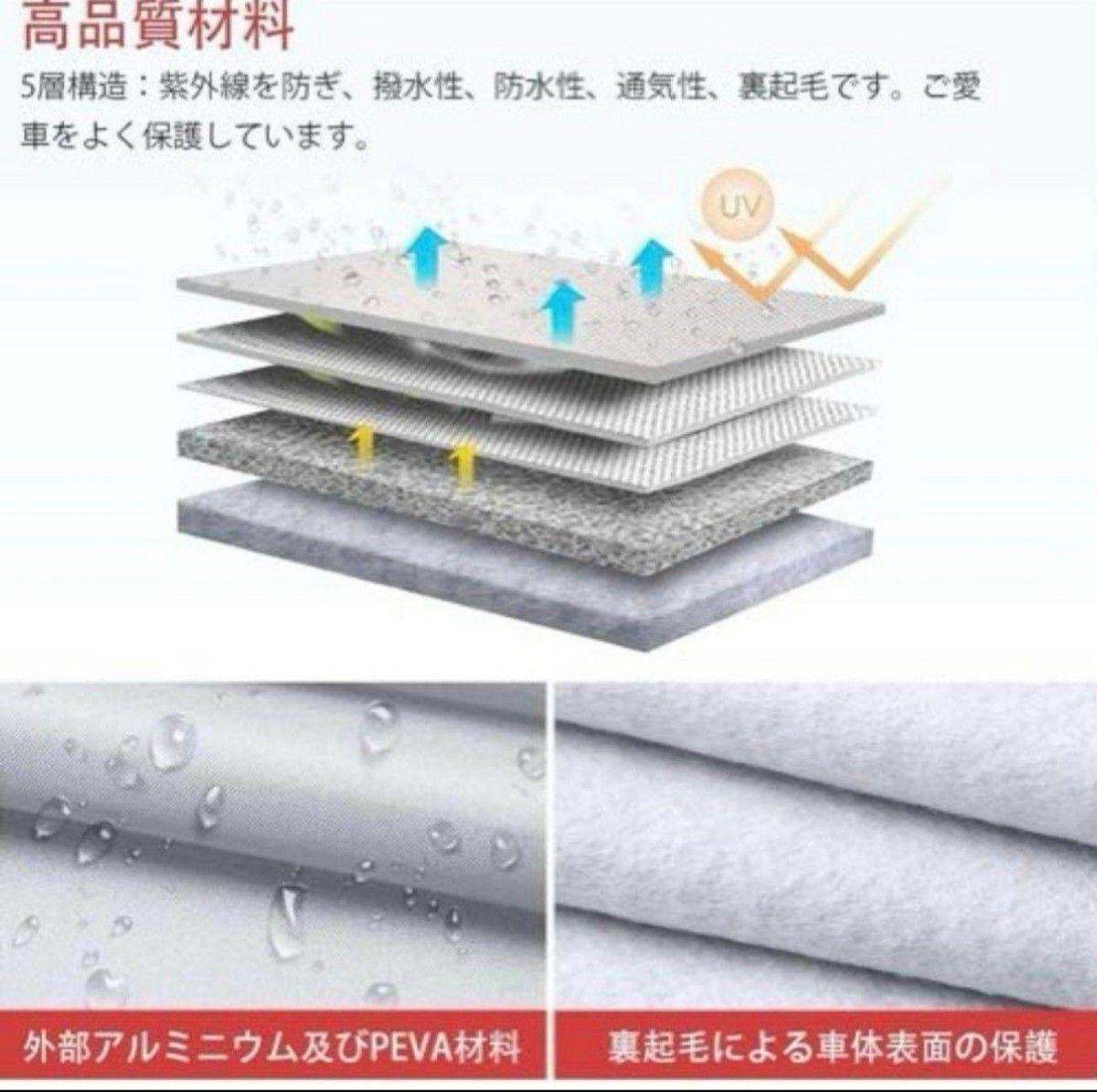 SDAWO車カバー 裏起毛 5層構造 ボディーカバー 自動車カバー  紫外線対策 475×180×150cm