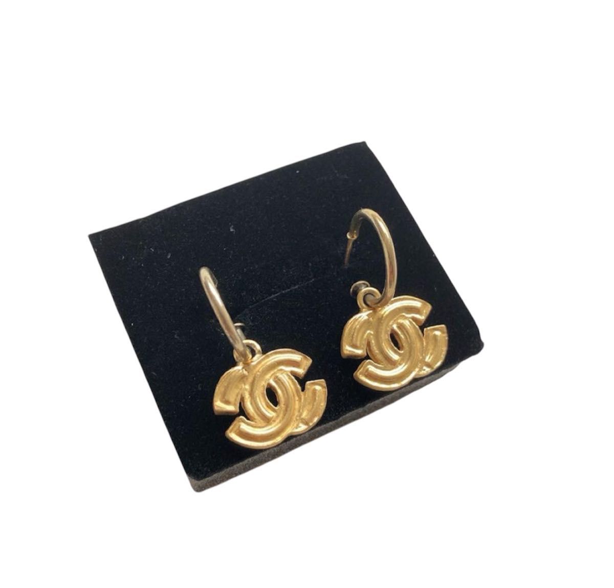 シャネル ゴールドプレート グリポワ ヴィンテージ ピアス CHANEL シャネル フープ ココマーク 01 ピアス ヴィンテージ
