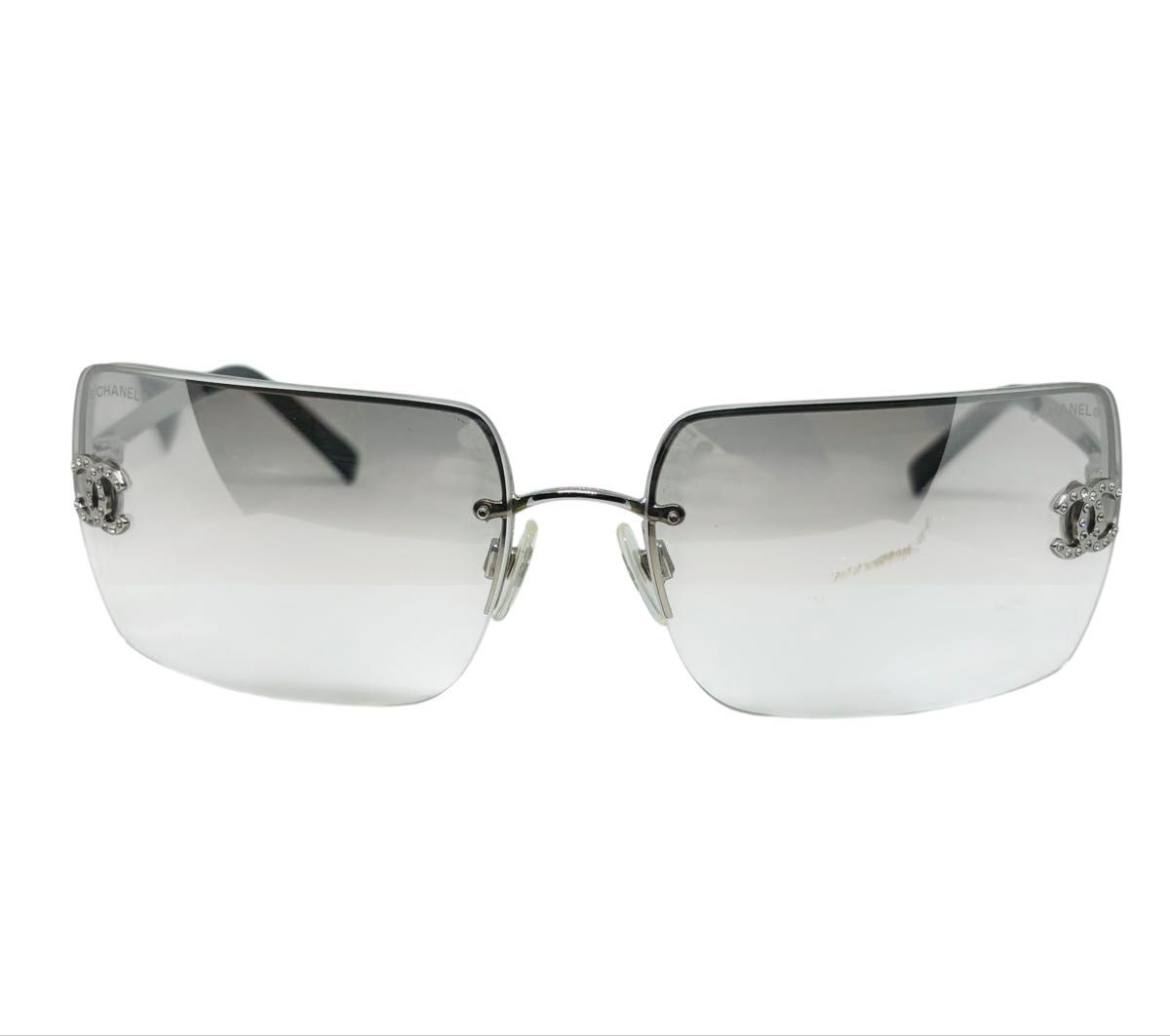 シャネル ココマーク ラインストーン サングラス リムレス 銀黒 4092-B シャネル CHANEL サングラス リムレス 4092-B ココマーク ライン