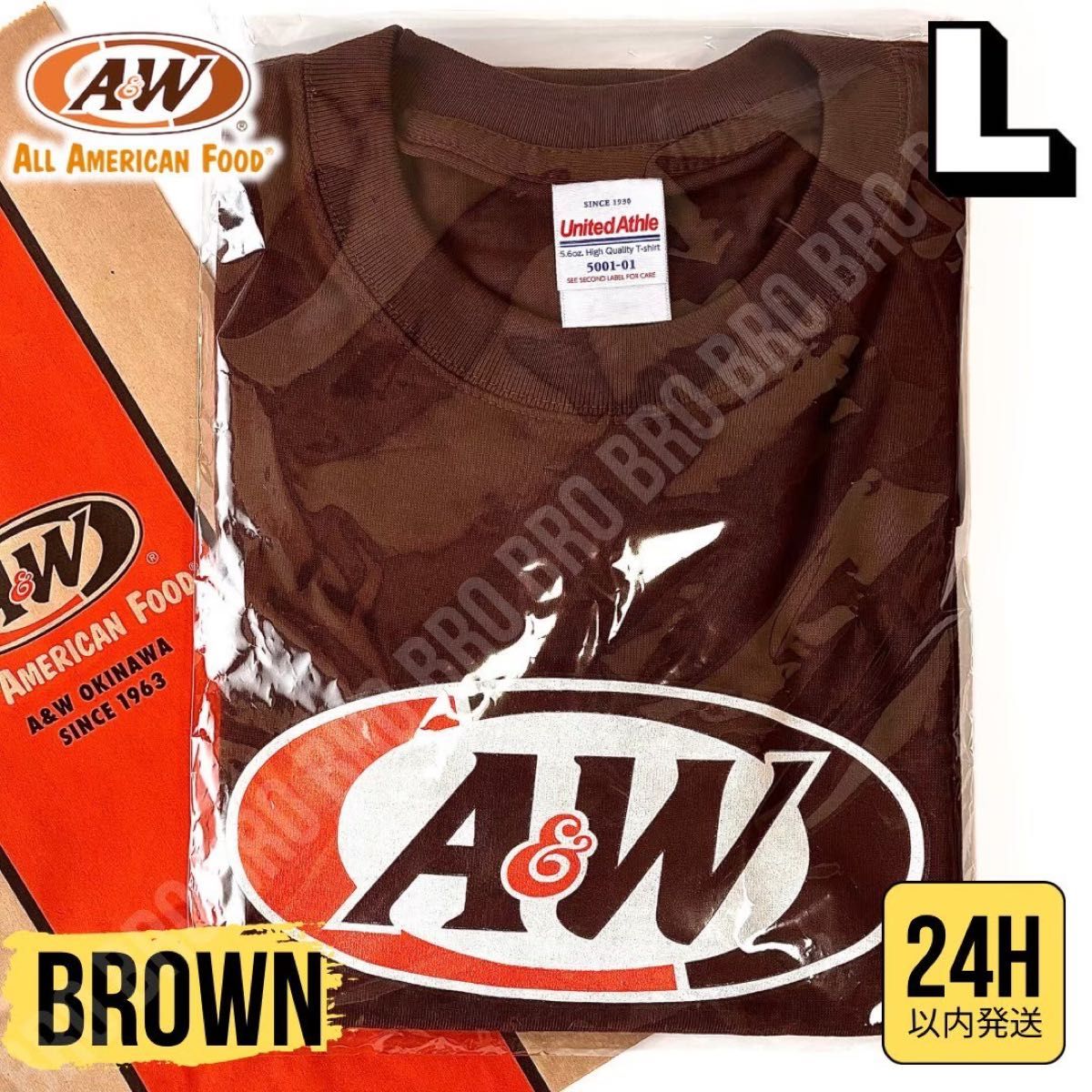 【新品未使用】【沖縄限定】A&W Tシャツ ブラウン Lサイズ 2点セット 新品 正規品 A&W ロゴ Tシャツ ブラウン Lサイズ エンダー A&W