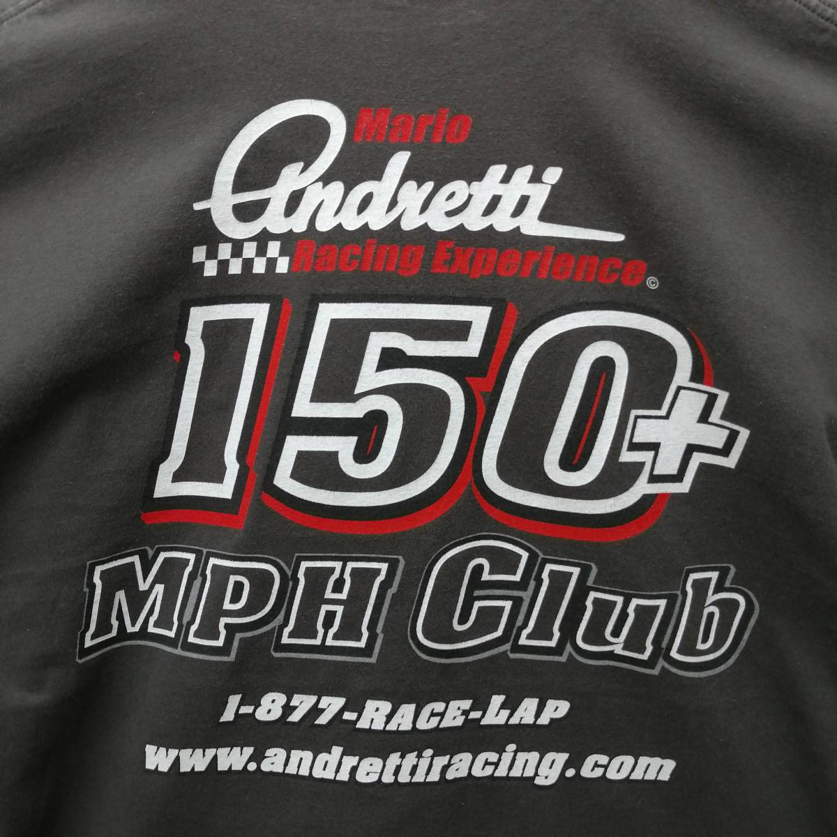 Mario Gabriele Andretti 150+ MPH Club 前後プリント チャコールグレー L相当 Tシャツ_画像2