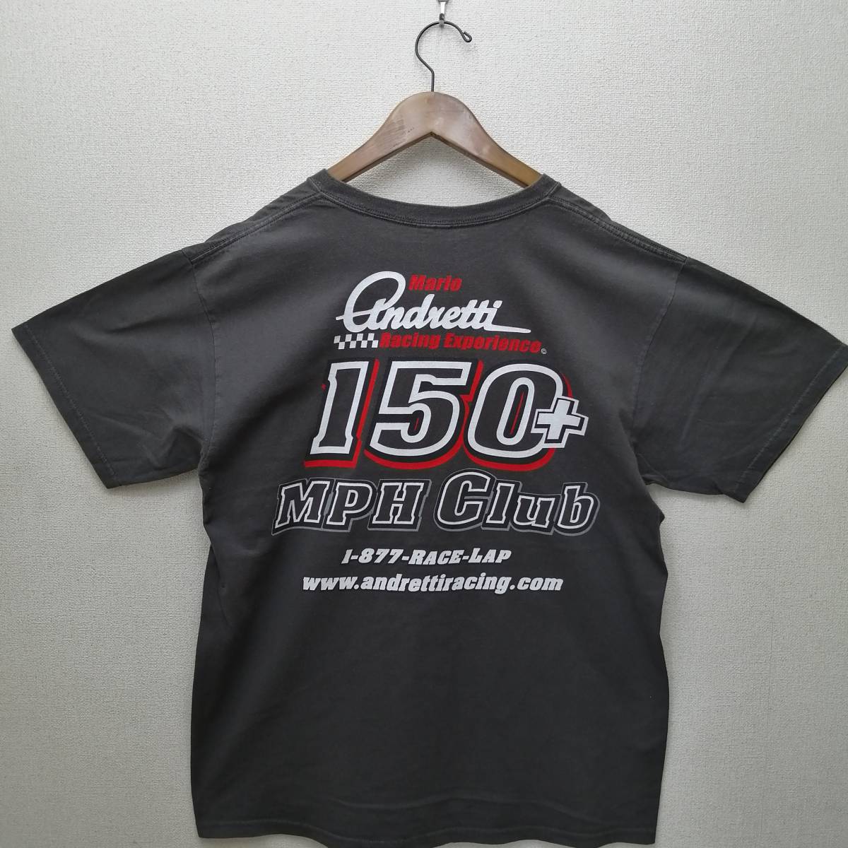 Mario Gabriele Andretti 150+ MPH Club 前後プリント チャコールグレー L相当 Tシャツ_画像1