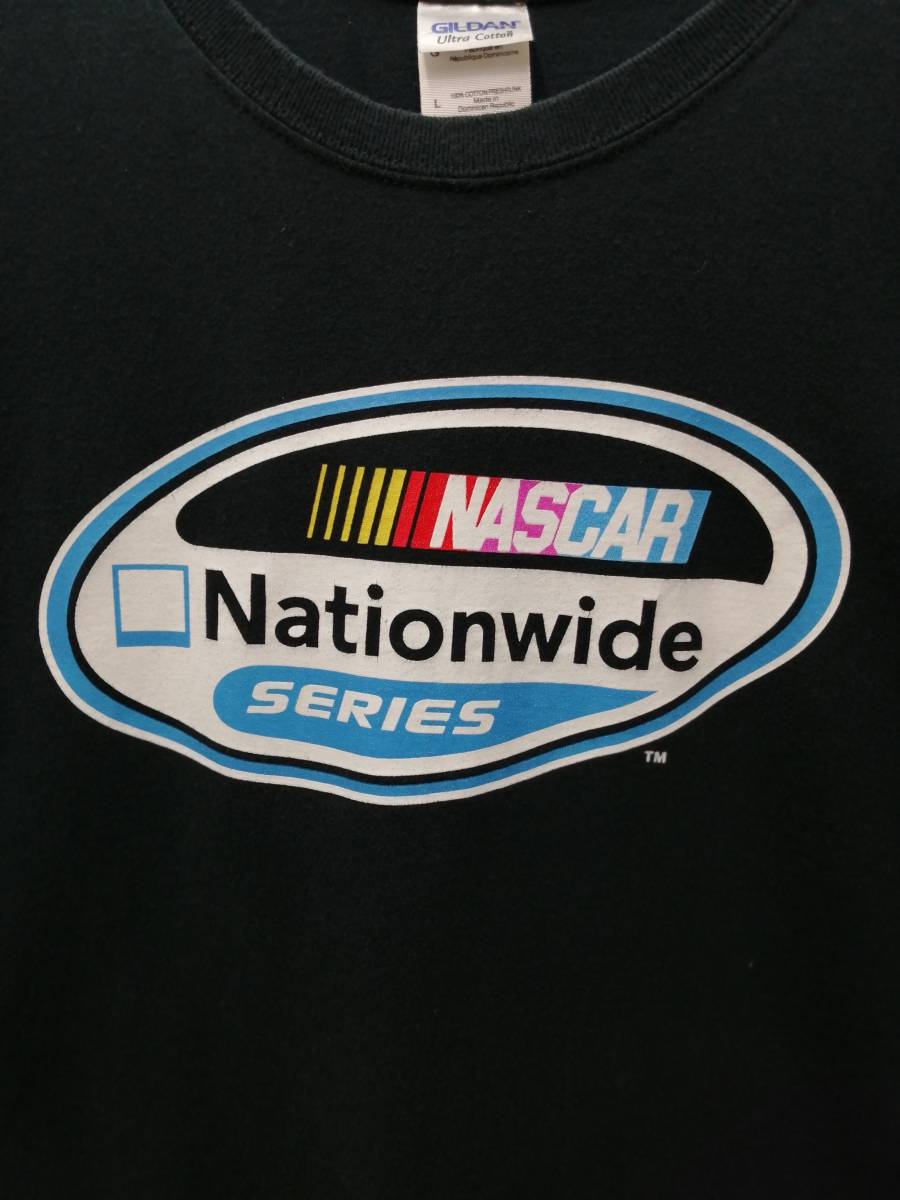 NASCAR Nationwide SERIES前後プリント BLACK Lサイズ 半袖Tシャツ デイトナ　ストックカー・レース_画像2