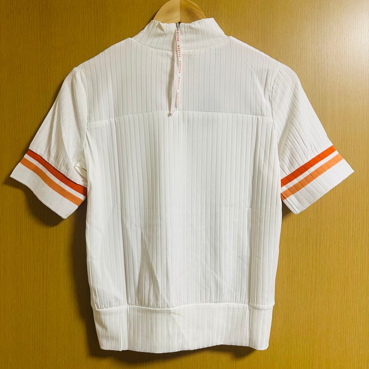 白色L マルボンゴルフ モックネック シャツ Malbon Golf ハーフ