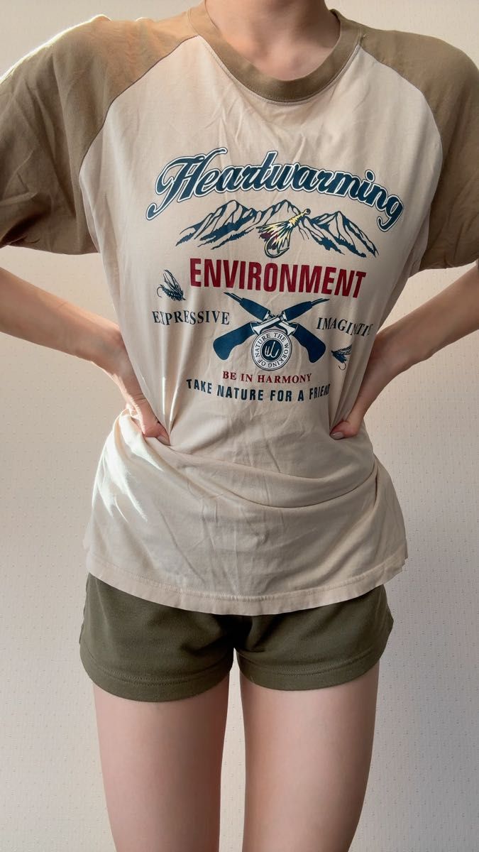 OPA Tシャツ ラグラン袖 プリント