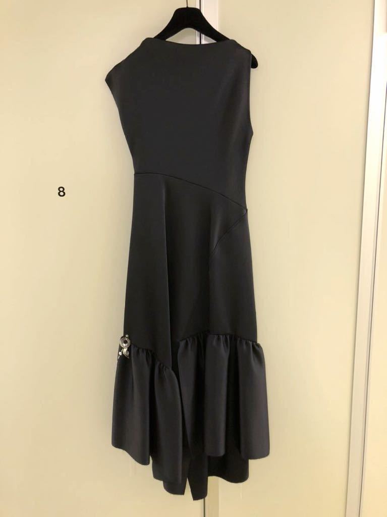 《3.1 Phillip Lim》フィリップリム シルバー装飾 アシンメトリー ノースリーブ ブラック ロング ドレス ワンピース black 黒 ランウェイ