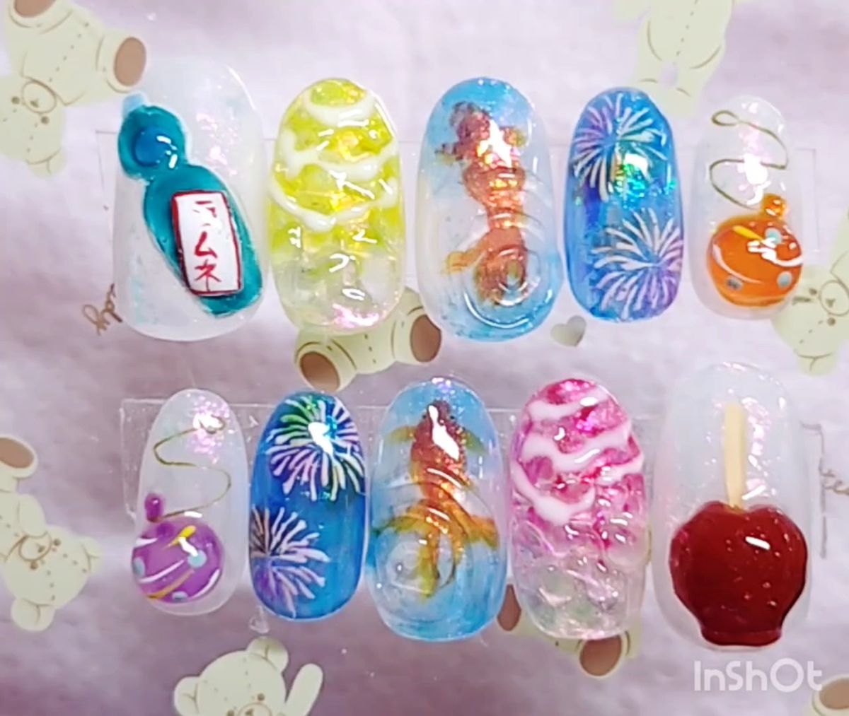 【No.41】ネイルチップ 梅雨 紫陽花 あじさい 夏ネイル 海 人魚の鱗 ヨーヨー 金魚 花火 夏祭り
