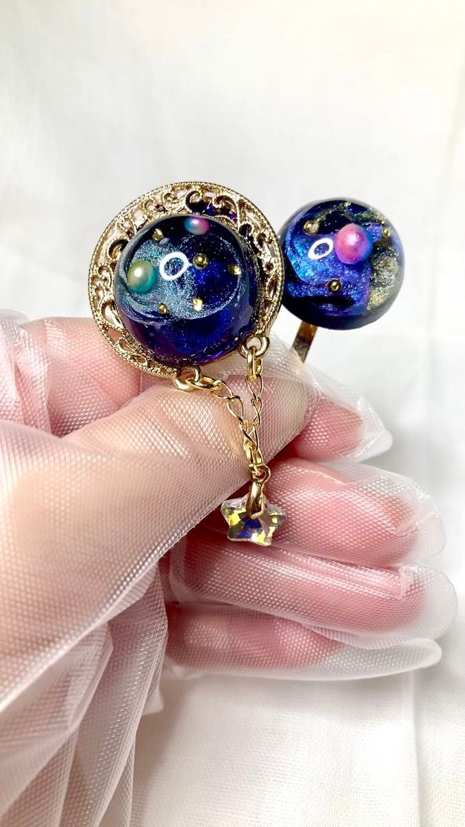 No.315 レジン ポニーフック セット 髪飾り ハンドメイド 宇宙