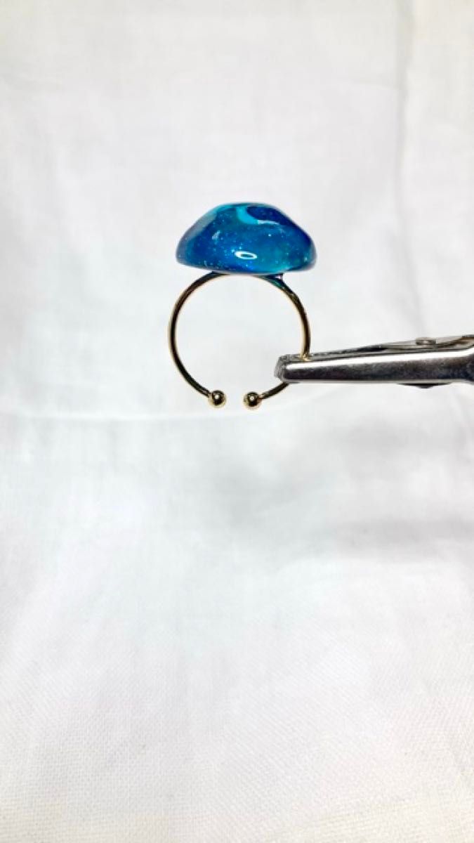 No.319 レジン 指輪 リンク ハンドメイド 銀河