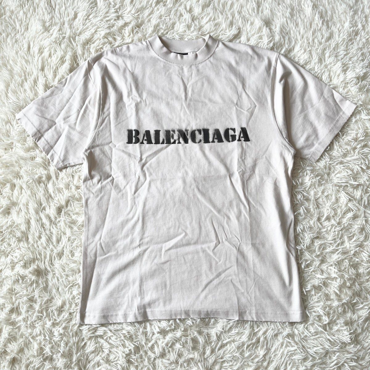 BALENCIAGA バレンシアガ 24SS ステンシル ダメージ加工 ロゴT BALENCIAGA バレンシアガ 24SS ステンシル ダメージ加工 ロゴT