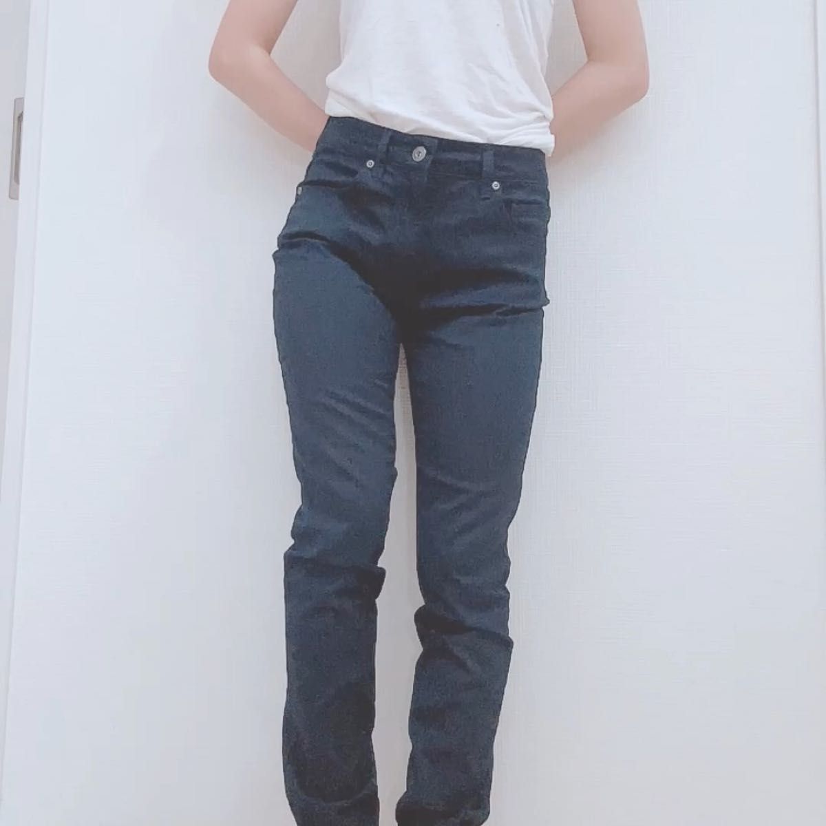CINEMA CLUB ストレッチパンツ ネイビー S