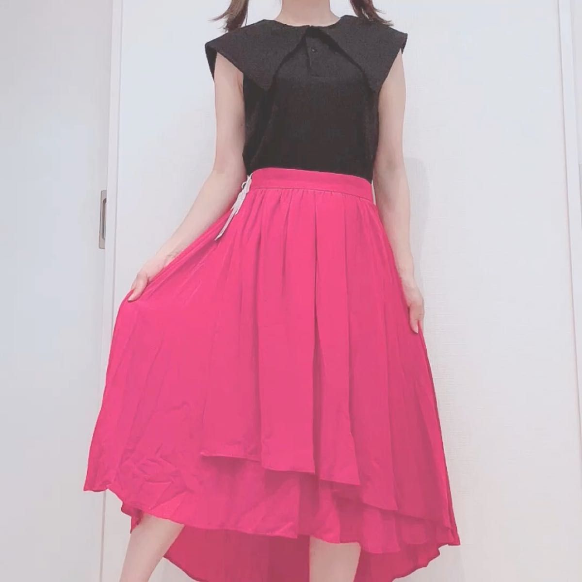 【新品】イング ラップイレヘムスカート フクシャピンク M ウエストゴム
