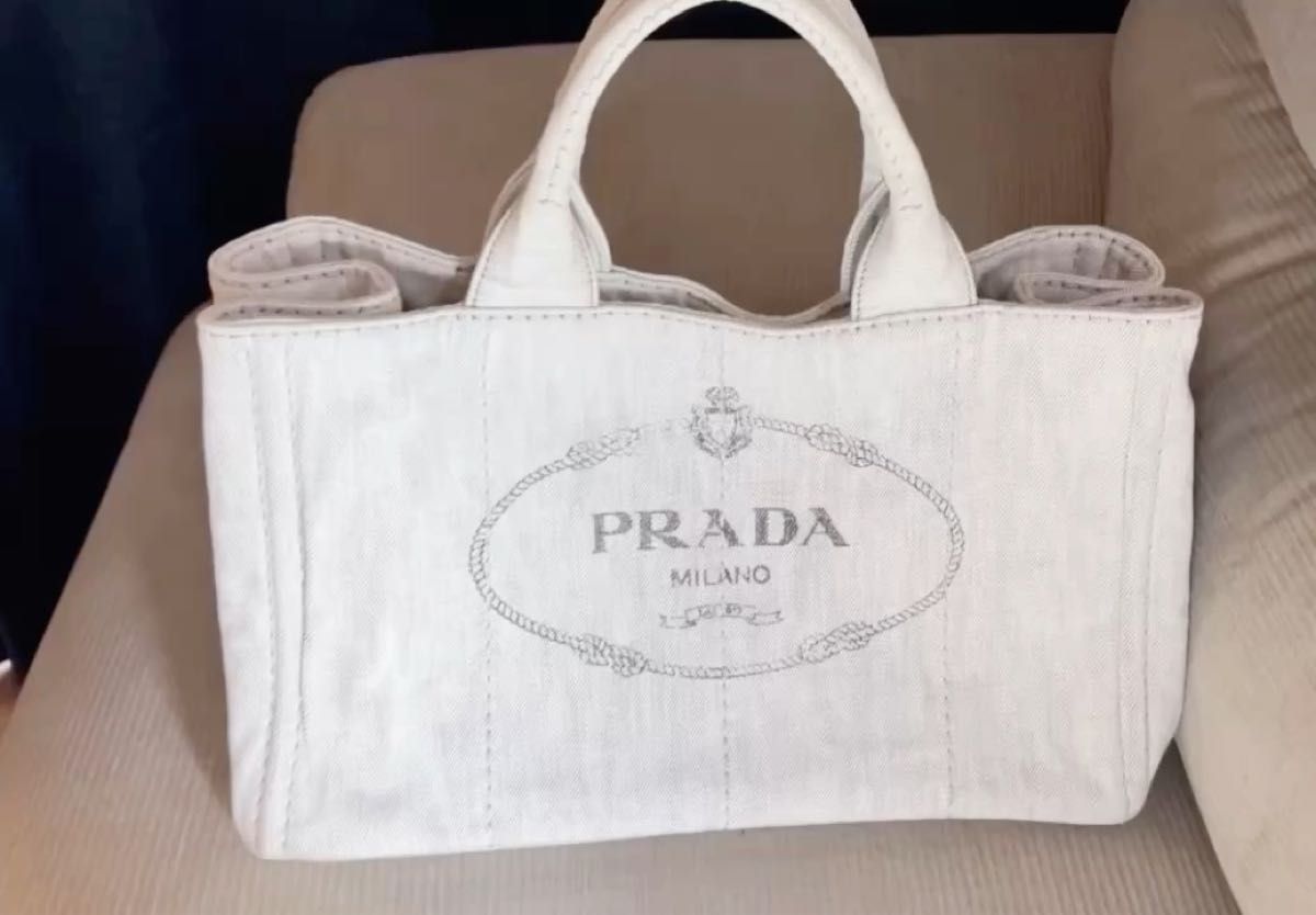 正規品 PRADA カナパ キャンバス トートバッグ デニム ショルダーバッグ 2way