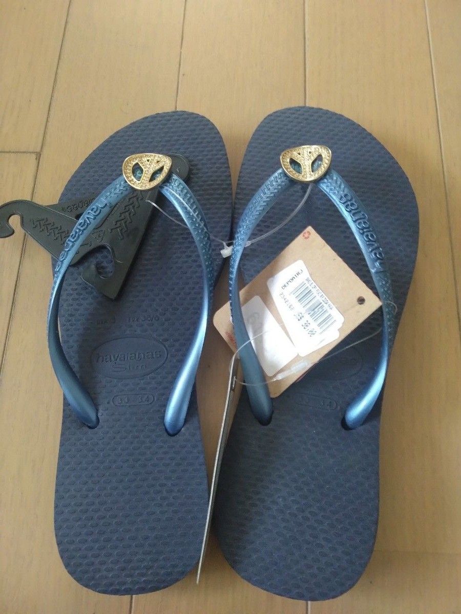 ハワイアナス　ビーチサンダル　33-34 ネイビー　新品未使用