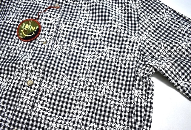 SPLOTCH of ink（スプロッチインク）Embroidery Gingham Check Shirts 刺繍ギンガムチェック長袖シャツ BLACK L_画像4