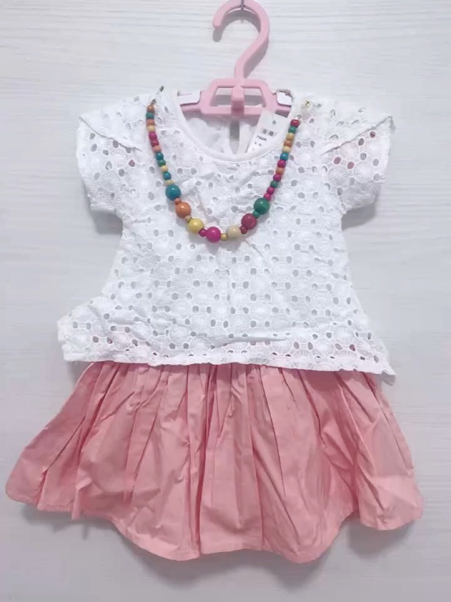 女の子用 トップスとスカートのセット ピンク 90cm