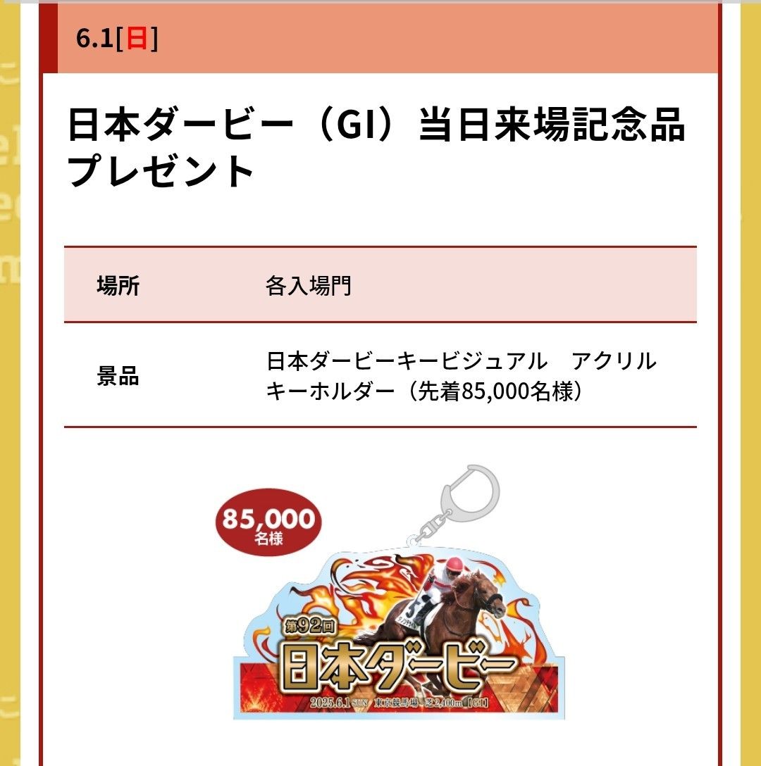 日本ダービー Welcomeチャンス特別版 ウェルカムチャンス賞 JRA welcome チャンス 特別版 2025年 東京競馬場 ダービー
