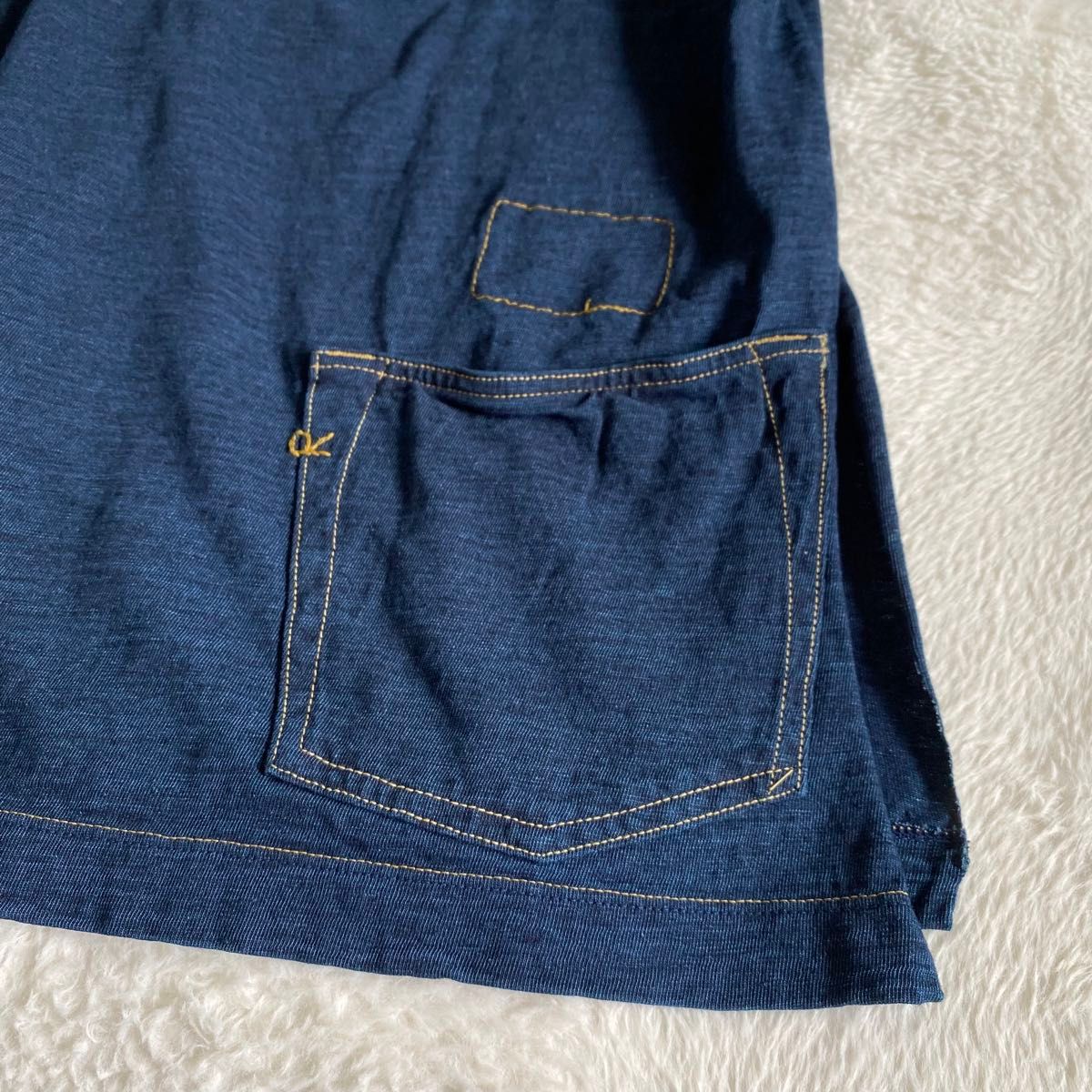 【未使用品】45RPM バックポケット インディゴ Tシャツ M 半袖 未使用品】45RPM バックポケット インディゴ Tシャツ M 半袖