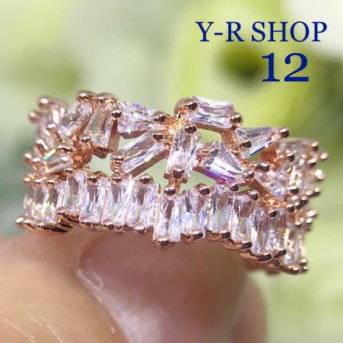  free shipping *12 number * Cubic Zirconia. elegant ring * pink gold * lady's ring color stone accessory new goods gem cz ring