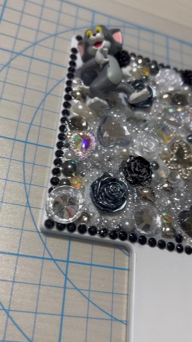 トム ハンドメイド 手鏡 デコ トムとジェリー