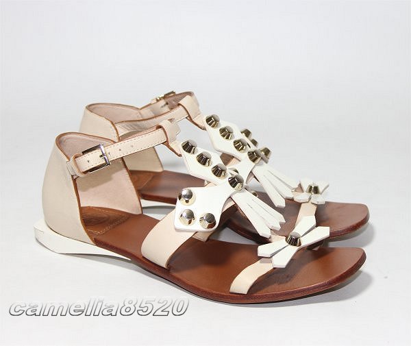 Tory Burch Tory Burch sandals Aurora 11168625 beige ivory leather original leather 5M size approximately 22cm Brazil made used beautiful goods 