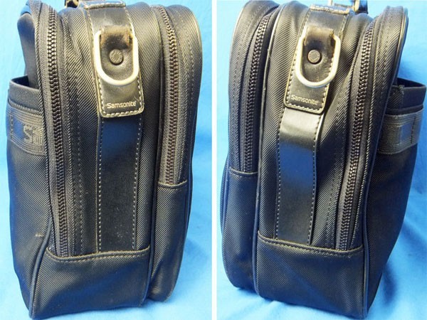 Samsonite key attaching business bag shoulder with strap * black /2way/Samsonite/ for man / high capacity / black / nylon / grip leather *TJ-0102