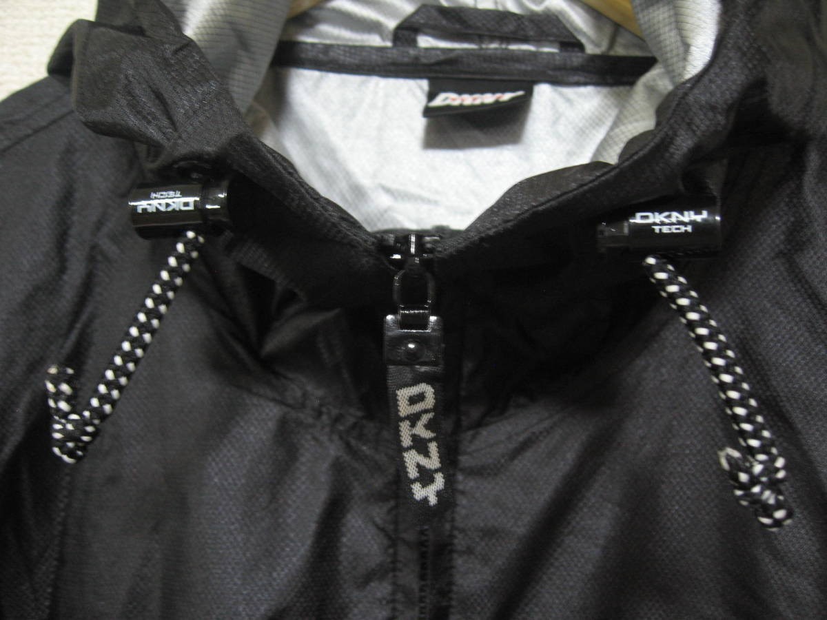 90's DKNY ACTIVE Nylon Overcoat size S ダナキャラン ナイロンコート ブラック×シルバー DKNY TECH