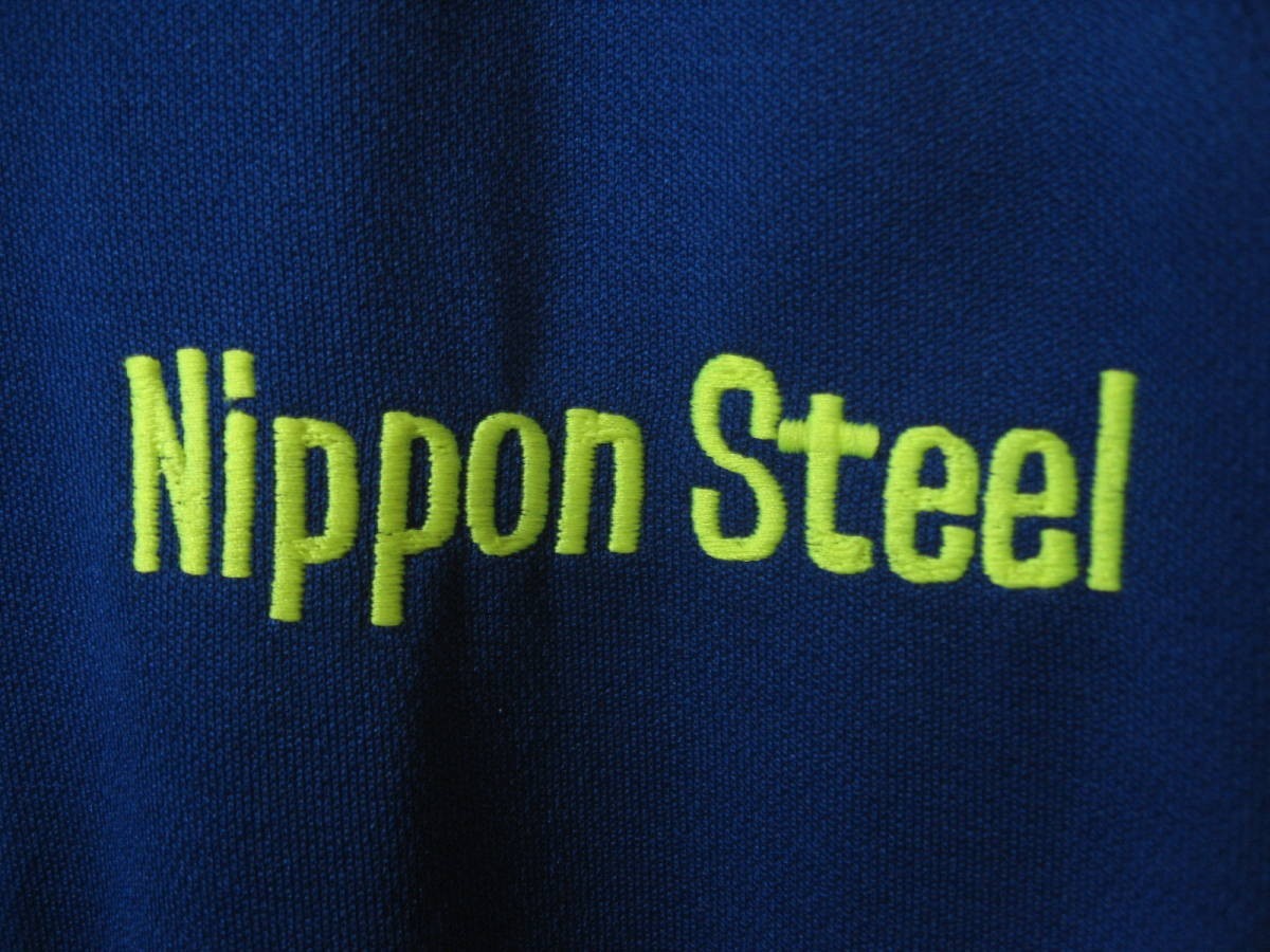 80's adidas Nippon Steel アディダス 新日本製鐵 オーダーメイド トラックジャケット ジャージ デサント製 size S ブルー 当時物 希少_画像5
