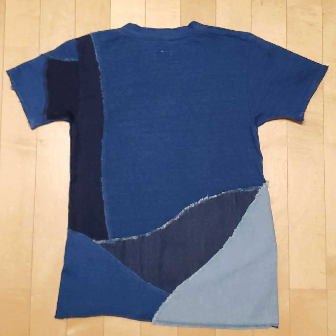 KAPITAL キャピタル インディゴ 藍染 パッチワーク リメイク Tシャツ size 1 s made in japan_画像4