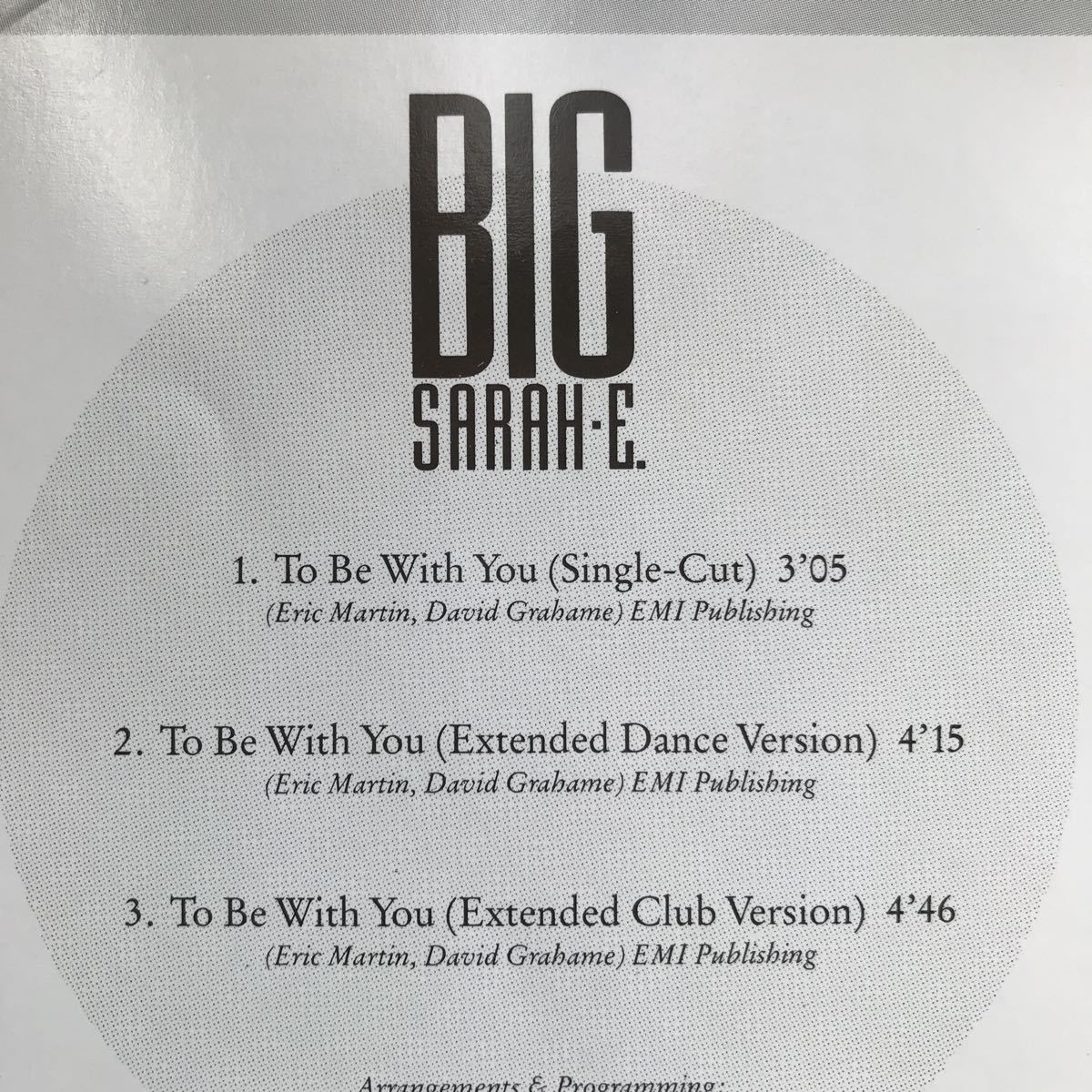 【r&b】Big Sarah-E. / To Be With You (Dance Version) ［CDs］groundbeat_cover song《5b024 9595》_画像4