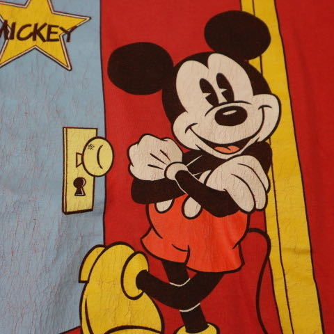 90s USA製 Disney Mickey Mouse Tシャツ M レッド ディズニー ミッキーマウス オフィシャル オールド キャラクター  ヴィンテージ