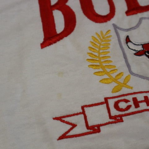 新品 dead stock 90s USA製 Logo7 CHICAGO BULLS Tシャツ ホワイト L 刺繍 NBA シカゴブルズ ヴィンテージ マイケルジョーダン_画像9