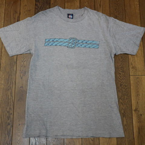 90s USA製 紺タグ STUSSY Tシャツ L グレー SSリンク オールド ステューシー サーフ スケート ヴィンテージ