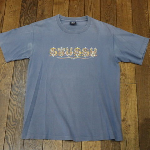 90s USA製 紺タグ STUSSY Tシャツ M ブルー ロゴ オールド ステューシー ドラゴン サーフ スケート ヴィンテージ