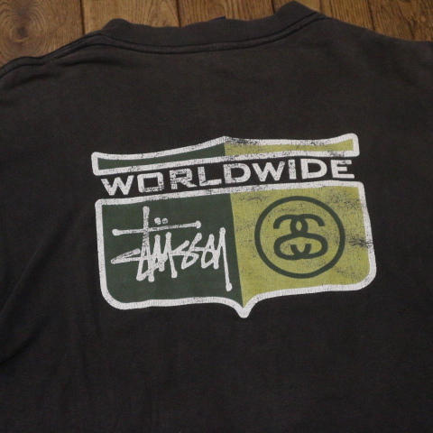 90s USA製 紺タグ STUSSY Tシャツ S ブラック 両面 SSリンク worldwide オールド ステューシー ヴィンテージ_画像1