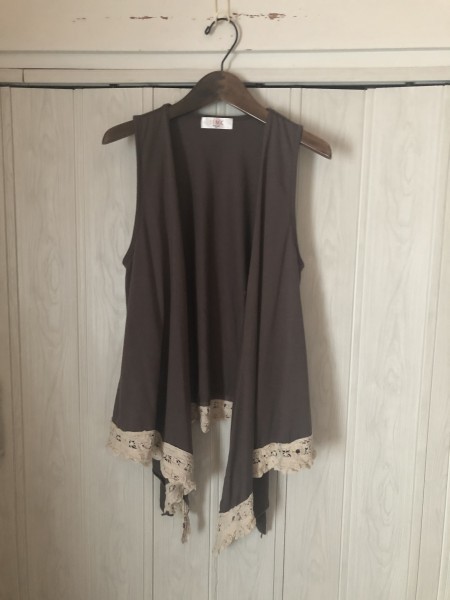 *iiMK/ Michel Klein / Brown. race attaching no sleeve cardigan /38*c