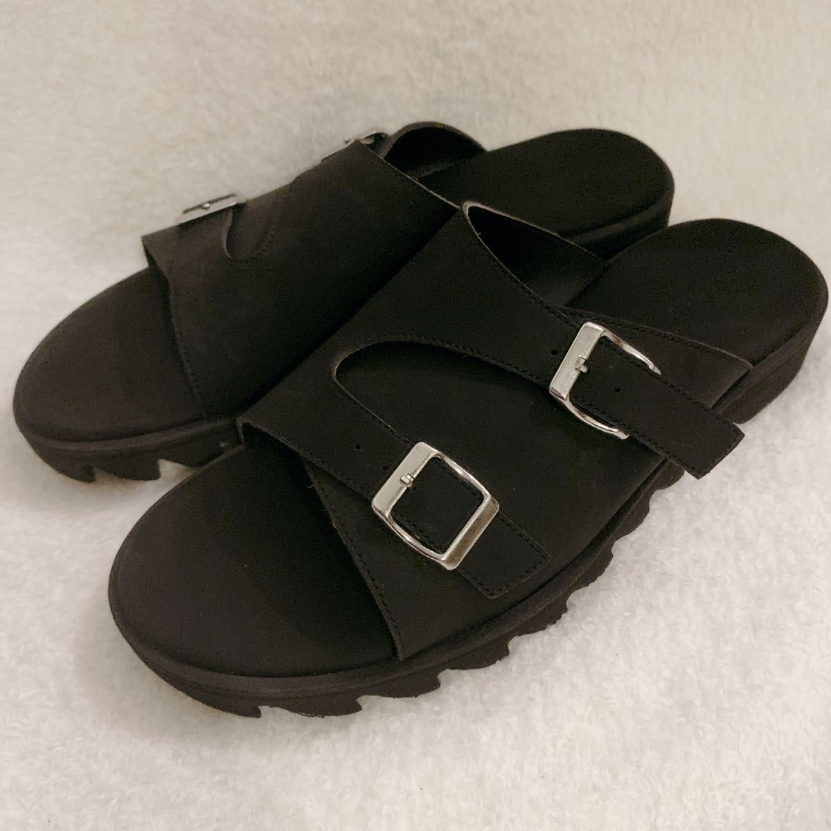 PUBLIC TOKYO ダブルストラップサンダル ブラック 未使用級 PUBLIC TOKYO ダブルストラップサンダル ブラック