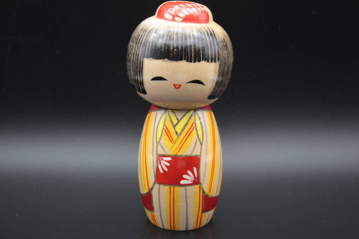 こけし 着物 木製 Japanese Sosaku Kokeshi Wooden Doll Classic Kimono Artist 2_画像1