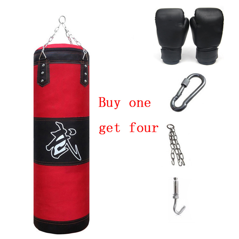 赤黒puレザートレーニングフィットネス総合格闘技ボクシングパンチングバッグ空のスポーツキックサンドバック 120cm red