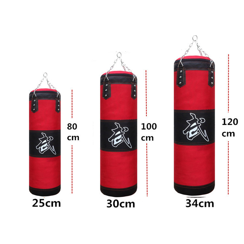 赤黒puレザートレーニングフィットネス総合格闘技ボクシングパンチングバッグ空のスポーツキックサンドバック 120cm red_画像3