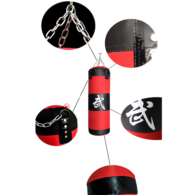 赤黒puレザートレーニングフィットネス総合格闘技ボクシングパンチングバッグ空のスポーツキックサンドバック 120cm red_画像4