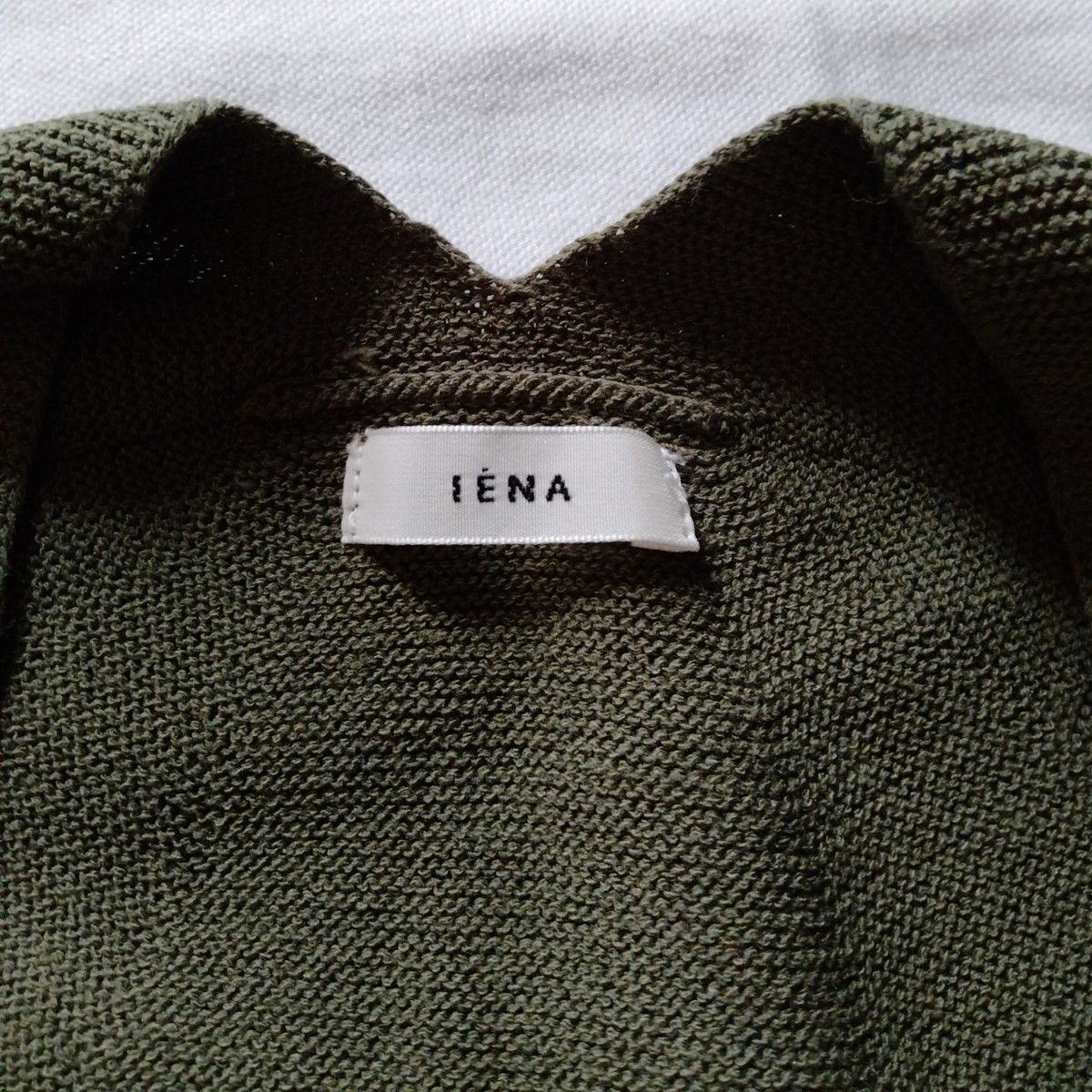 IENA　コットンストレッチコクーンVネックプルオーバー　カーキ