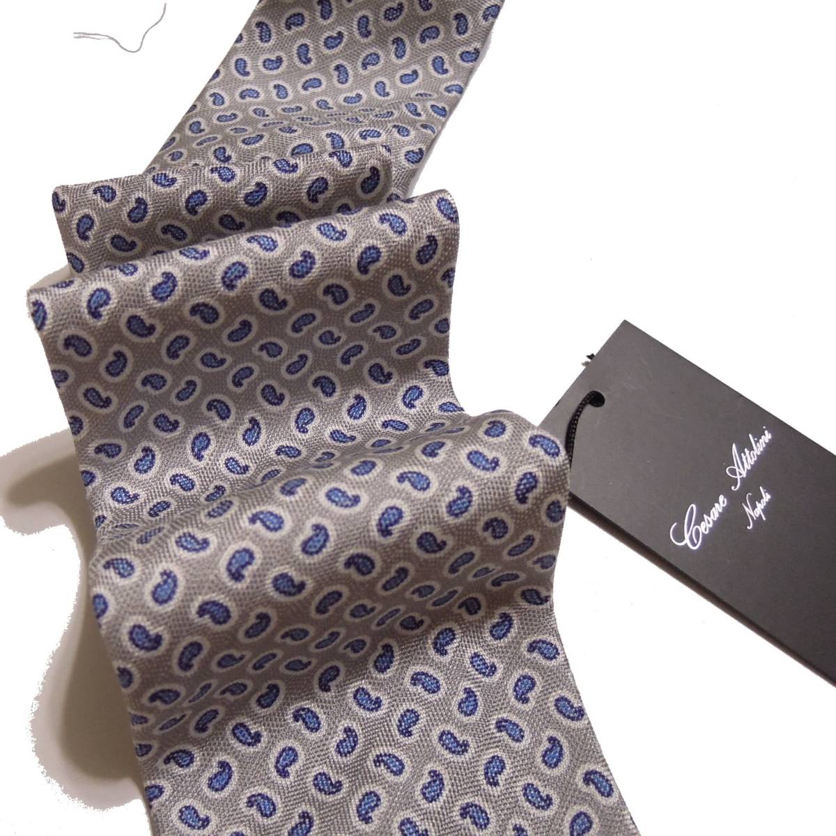  new goods highest peak monkey to brand Cesare Attolini / che The -re at Lee two silk linempeiz Lee pattern necktie gray Italy made 