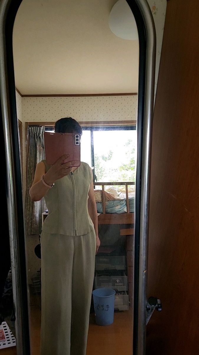 BlRd of Symphony セットアップパンツ脚長みえ効果ありスーツくすみ GReeeeN